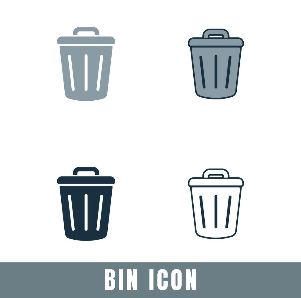 Simple Bin icons in different designs set Stock Free