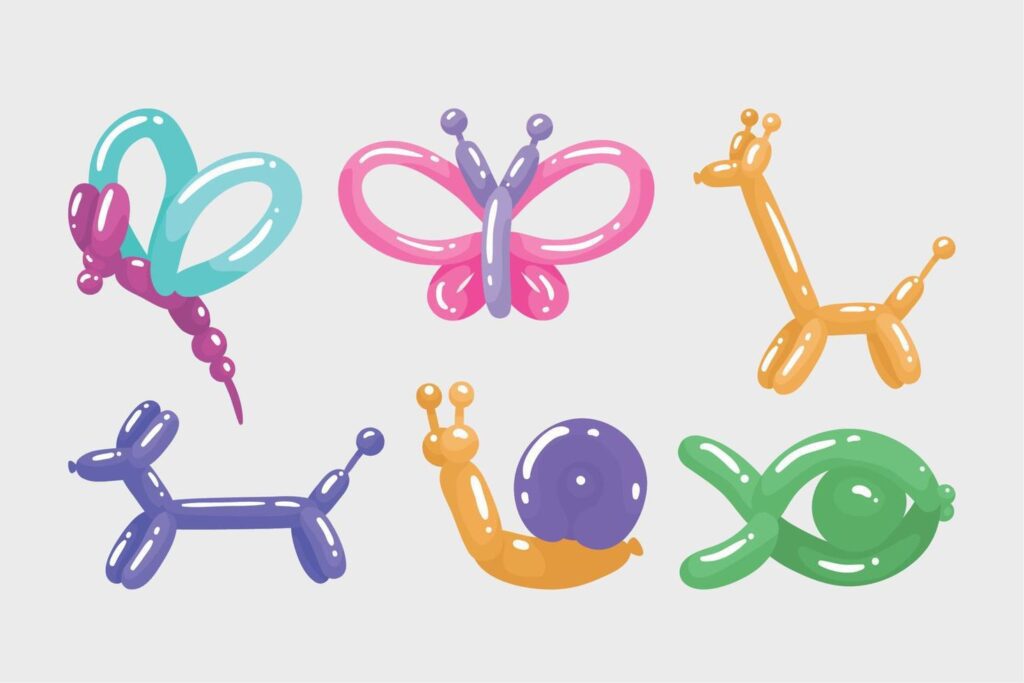 six animals balloons icons Stock Free