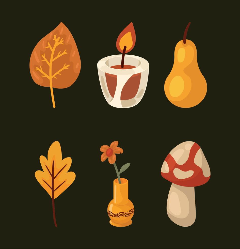 six autumn season icons Stock Free