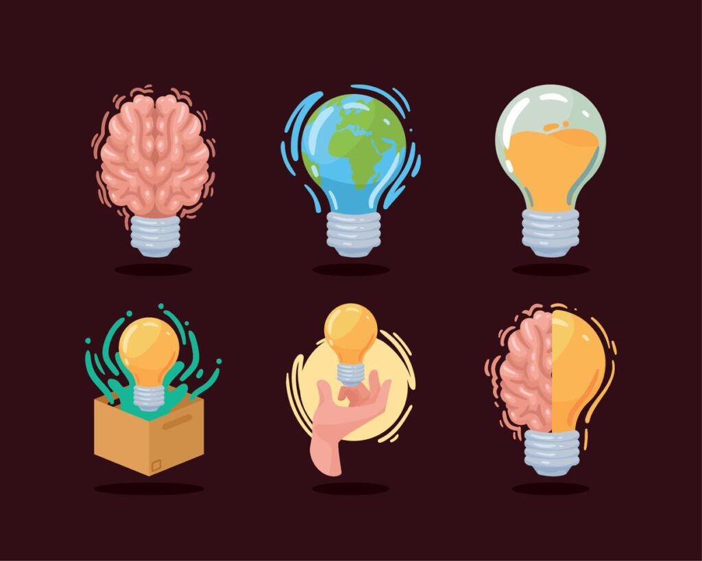 six bulbs ideas icons Stock Free