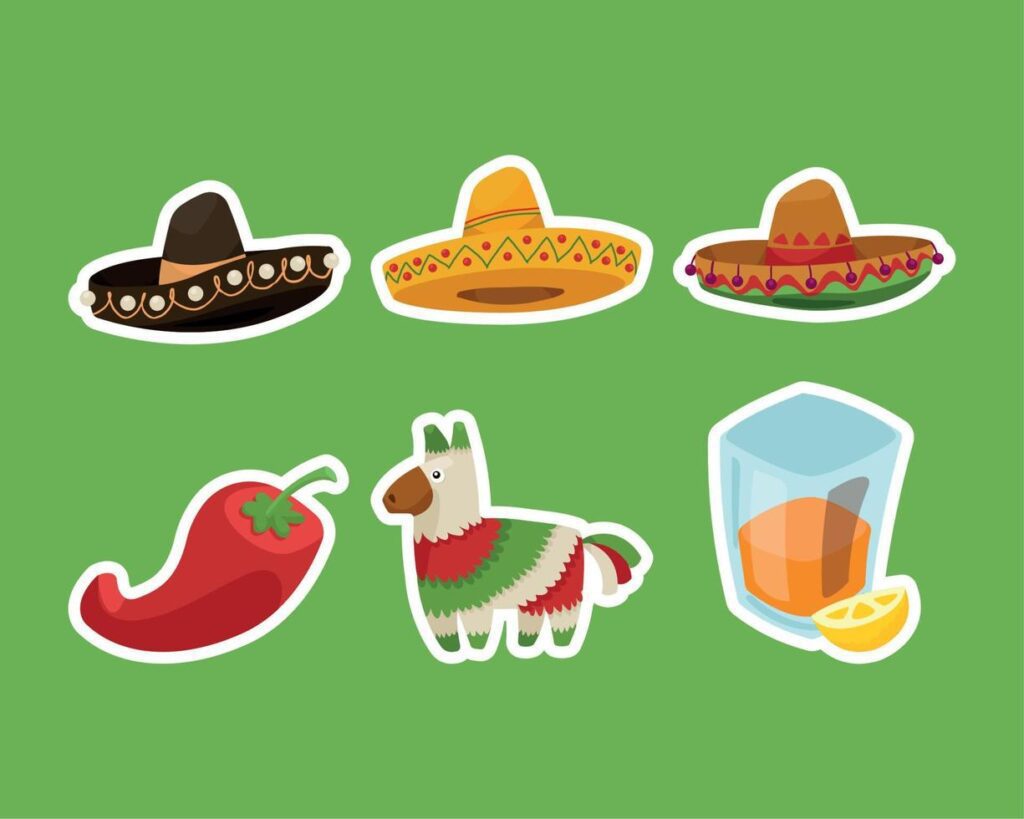 six cinco de mayo icons Stock Free