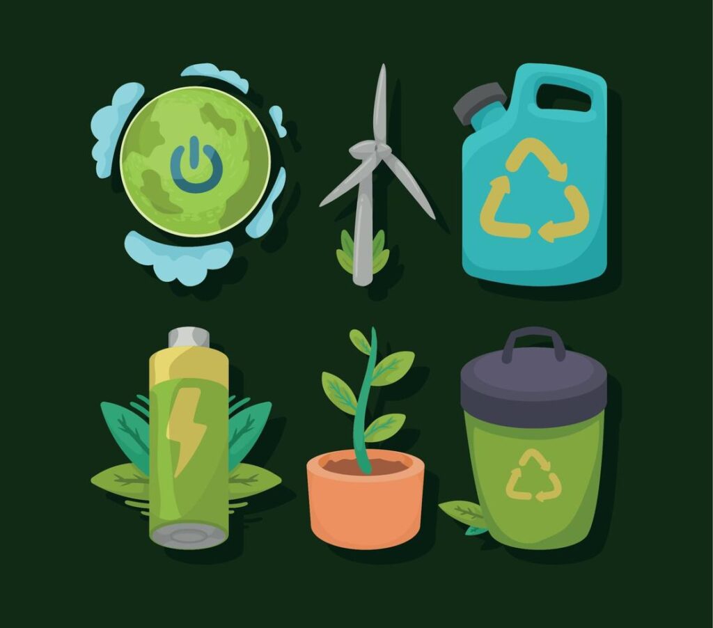 six clean energy icons Stock Free