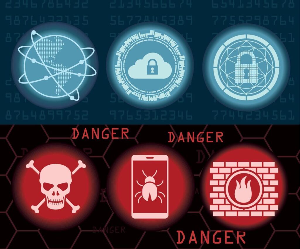 six cyber security icons Stock Free