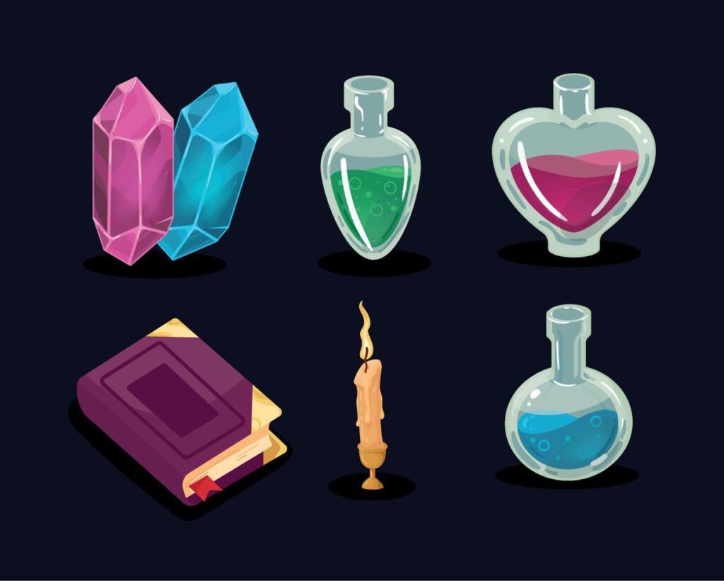 six magic witch icons Stock Free