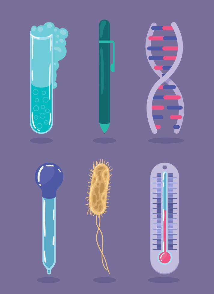 six science lab icons Stock Free