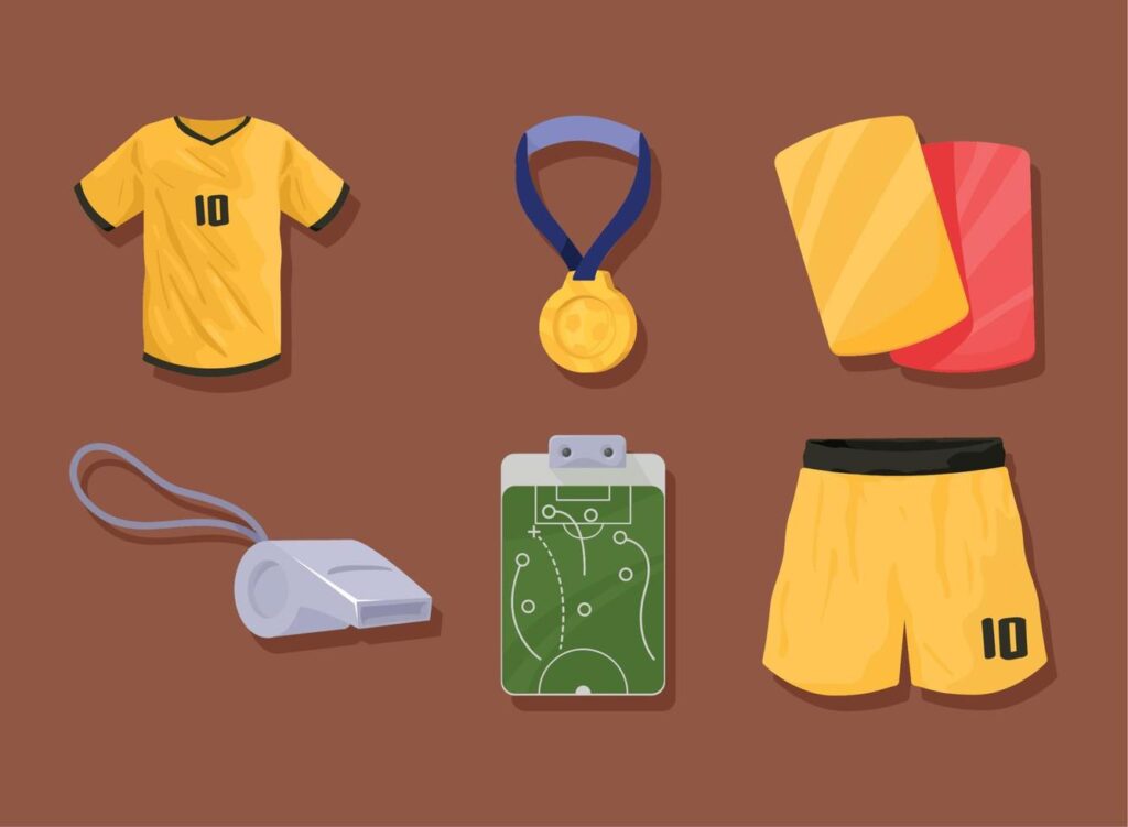 six soccer sport icons Stock Free