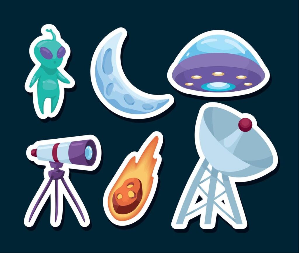 six space outer icons Stock Free