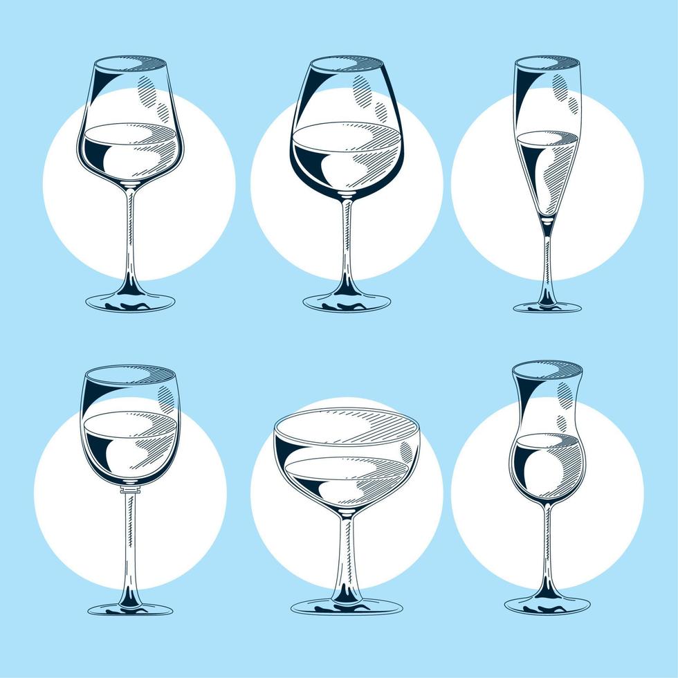 six wine drinks icons Stock Free