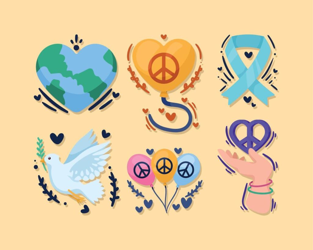 six world peace icons Stock Free