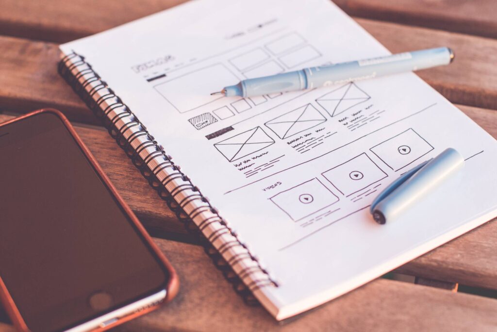 Sketching Webdesign Layout Wireframe Ideas Free Photo