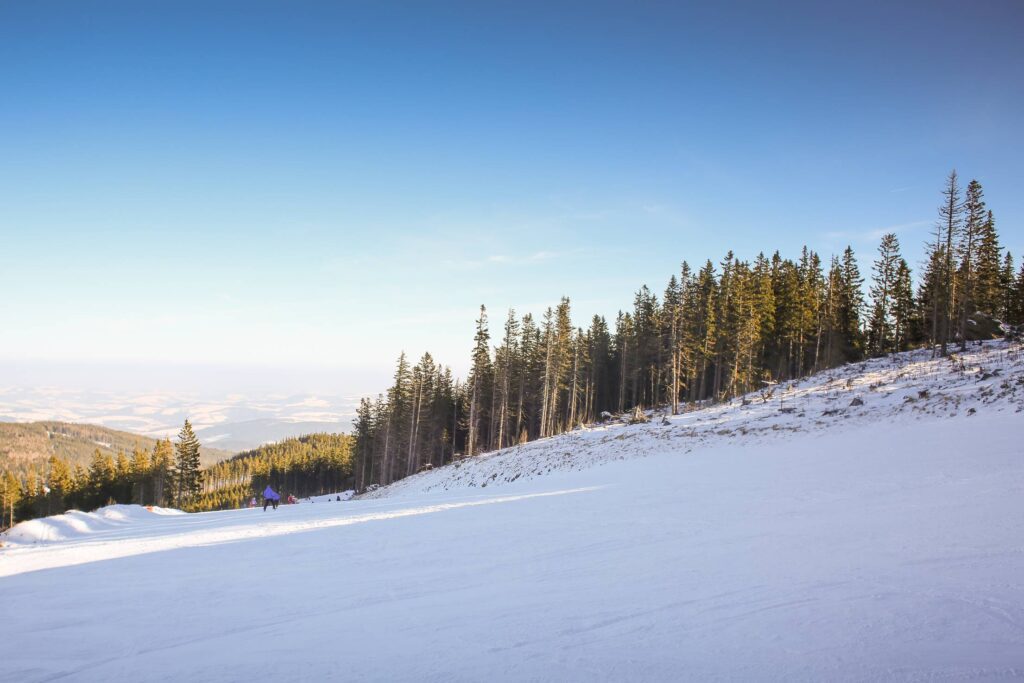 Ski Slope with Blue Sky Free Photo