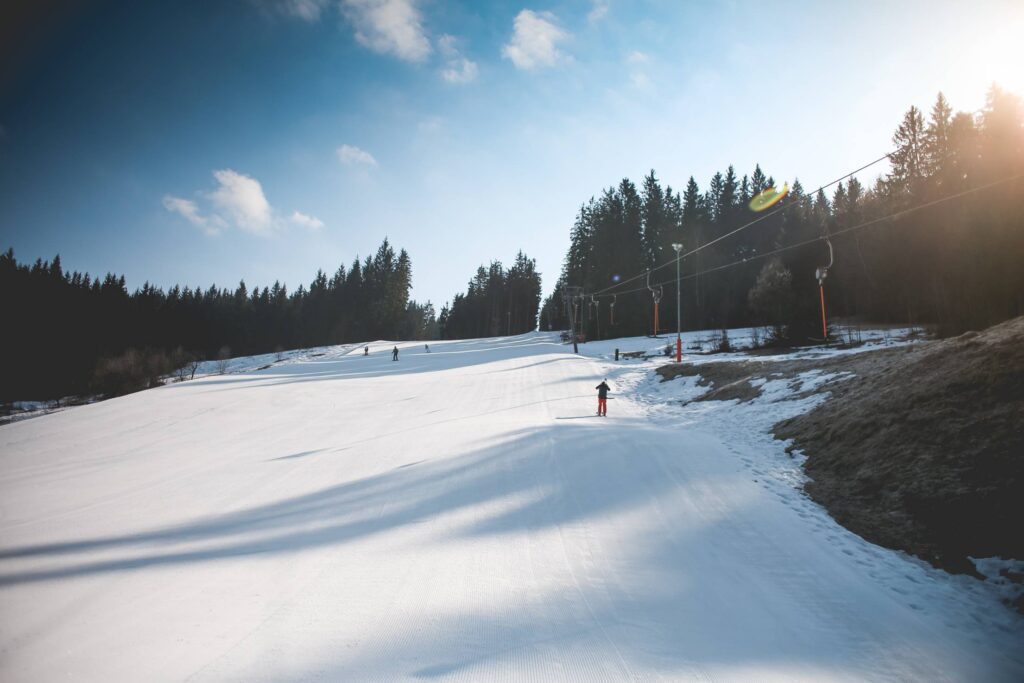 Ski Slope with Sunny Weather Free Photo