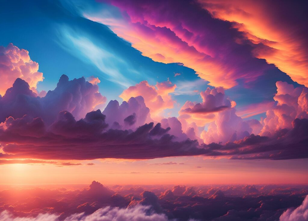 Sky and clouds with beautiful flashy colors, fantasy style. ai generated Free Photo