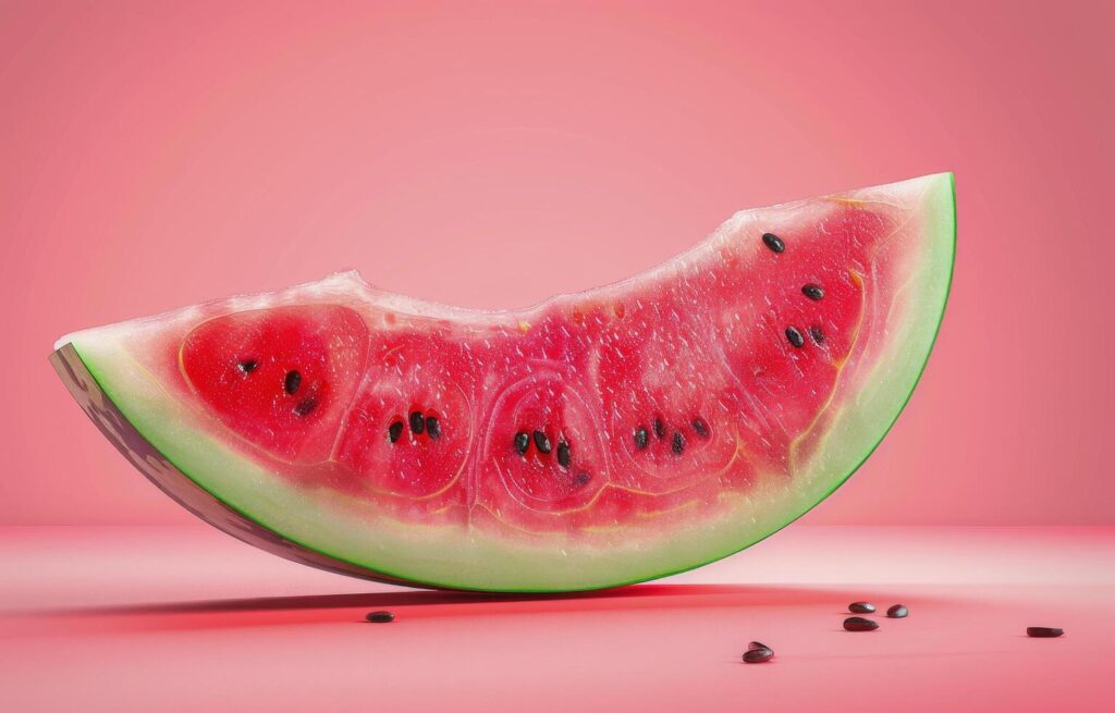 Slices of Watermelon on a Pink Background Stock Free