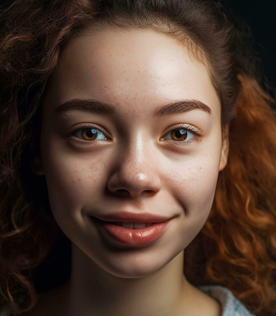 Smiling Caucasian woman with cute brown hair, looking at camera generated by AI Free Photo