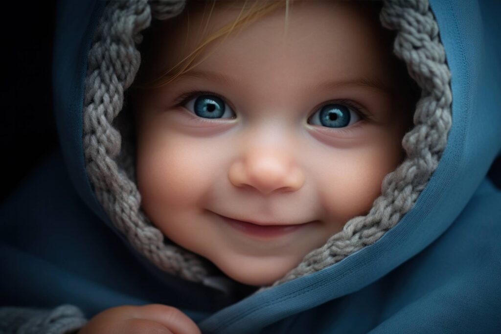 Smiling Happy Newborn Close Up Portrait Stock Free