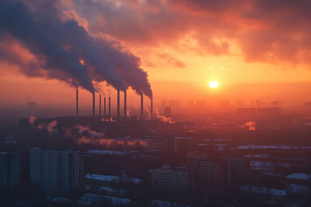 Smog Over the City From Factories Stock Free