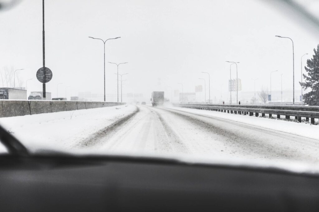 Snow Calamity on Highway Free Photo