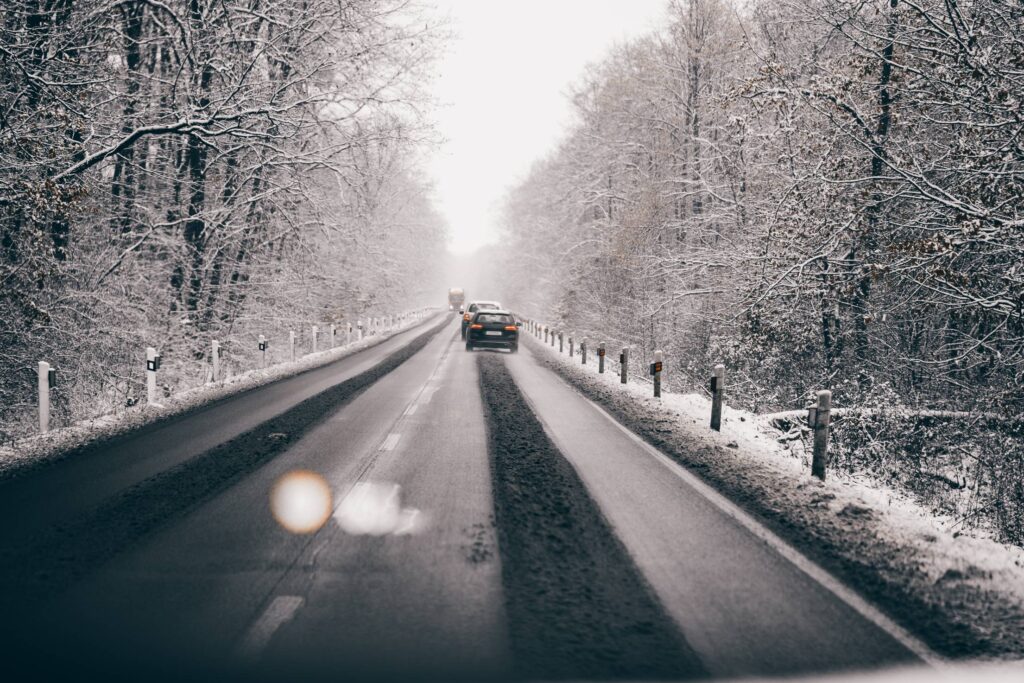 Snowy Road in The Forest Free Photo