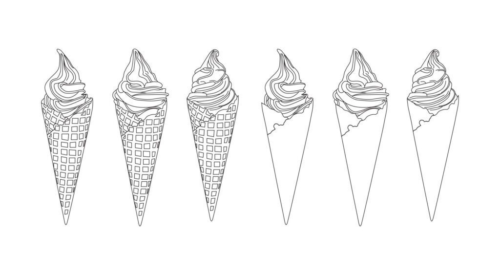 softserve ountline vector on white background for menu or advertising. Ice cream with three shape Free Vector