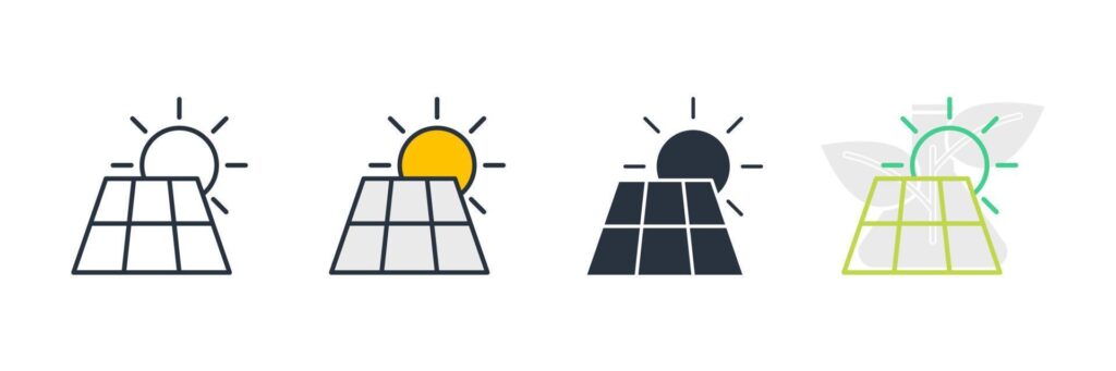 solar power icon logo vector illustration. Sun energy. solar panels symbol template for graphic and web design collection Stock Free