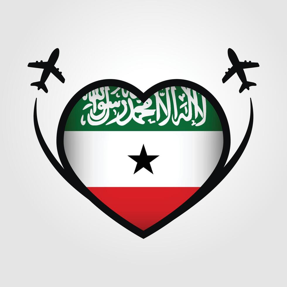 Somaliland Travel Heart Flag With Airplane Icons Stock Free