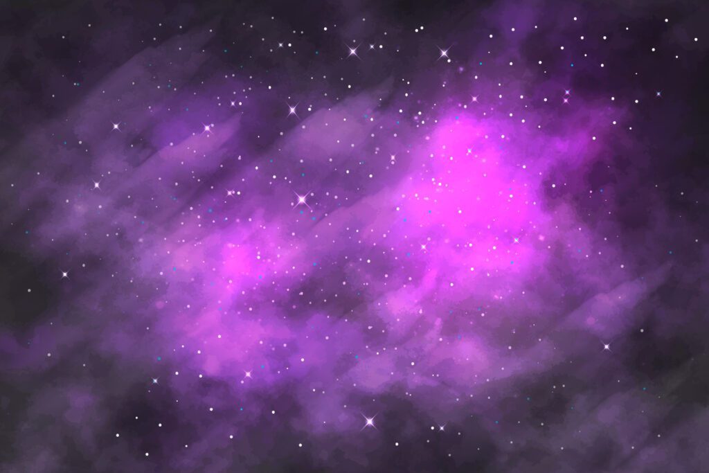 Space background with stardust and shining stars. Realistic colorful cosmos with nebula and milky way. Purple galaxy background. Beautiful outer space. Infinite universe. Vector illustration Free Vector