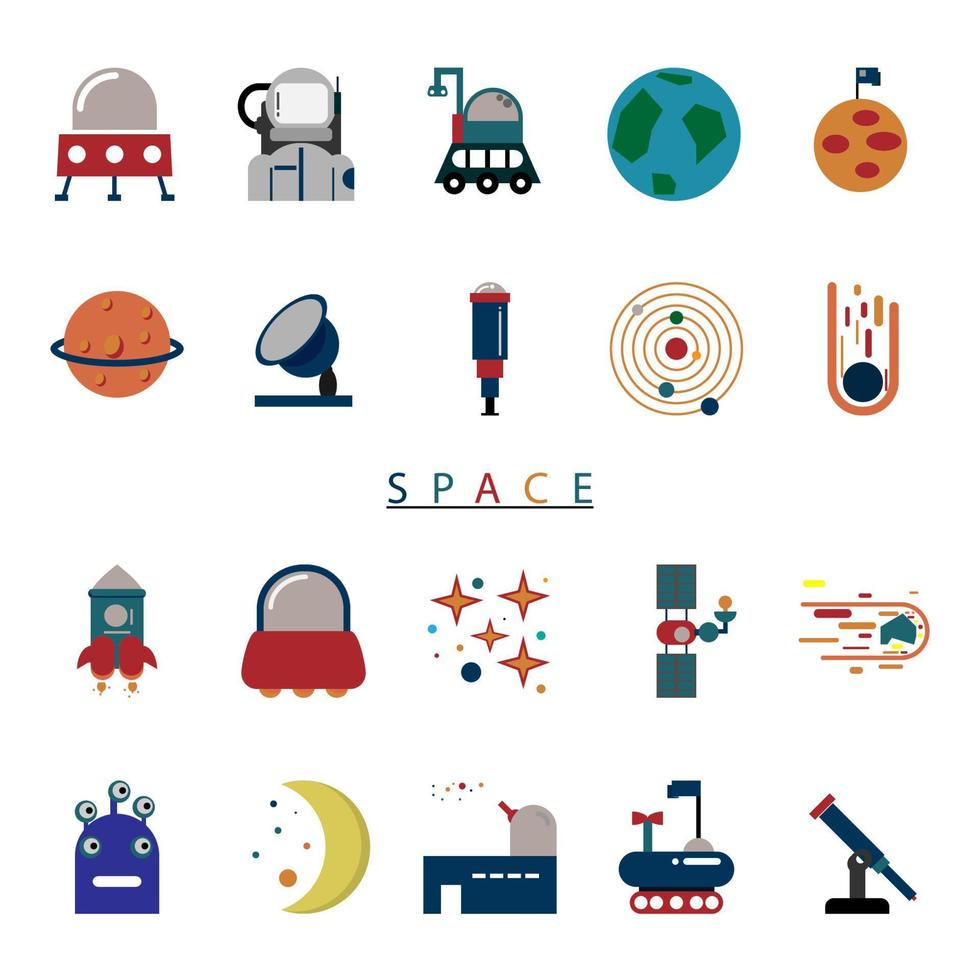 Space icon vector set. Extraterrestrial concept or space exploration. isolated on a white background Stock Free