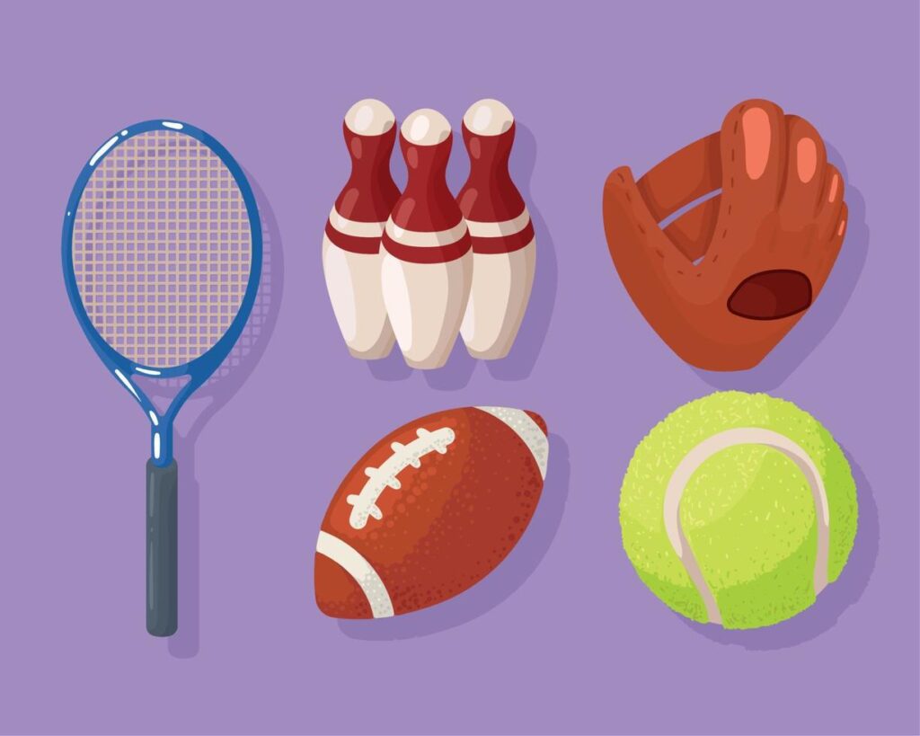 sports equipment elements icons Stock Free