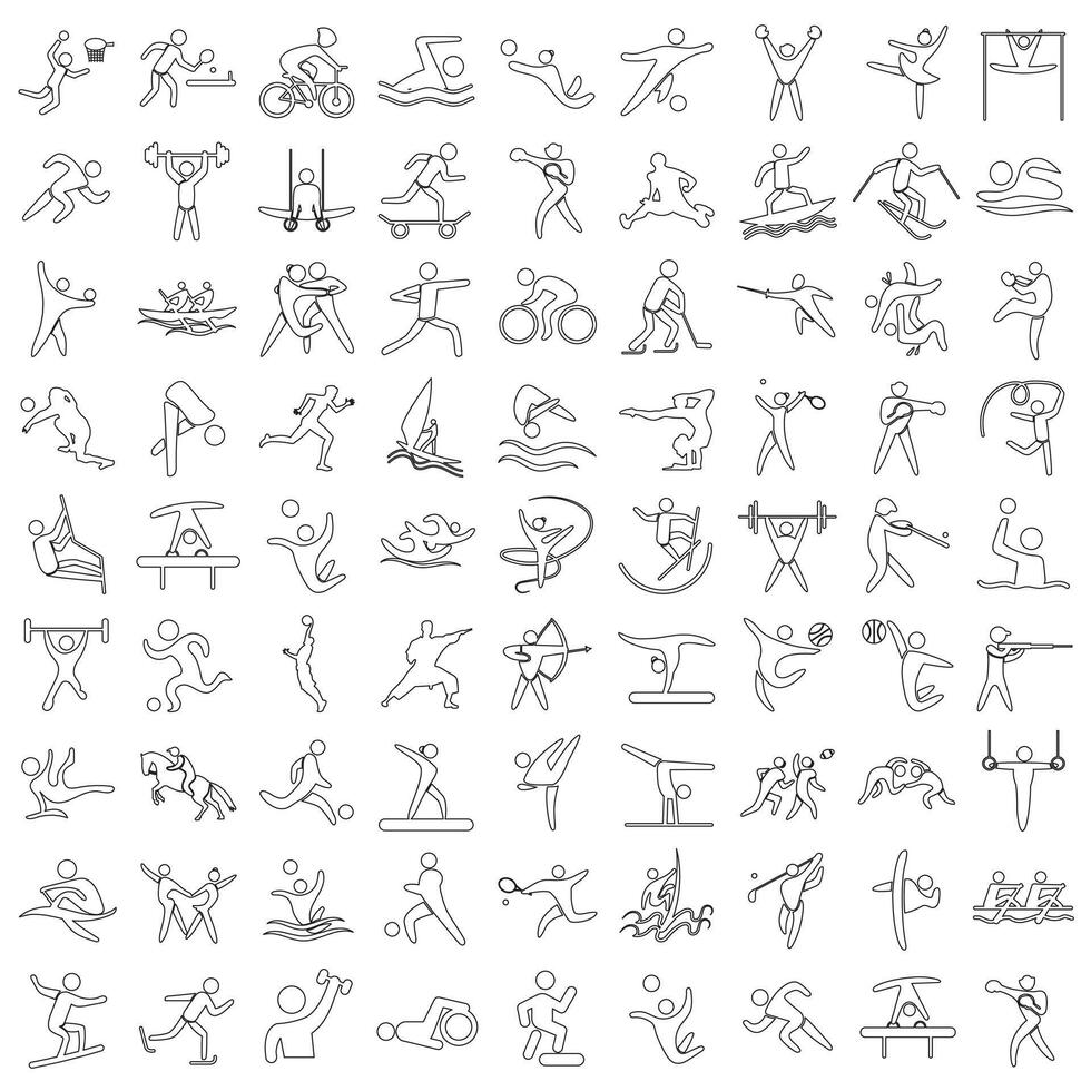 Sports icon set. Shapes Sports, Sports icon collection, Active lifestyle people and icon set, runners active lifestyle icons. Stock Free