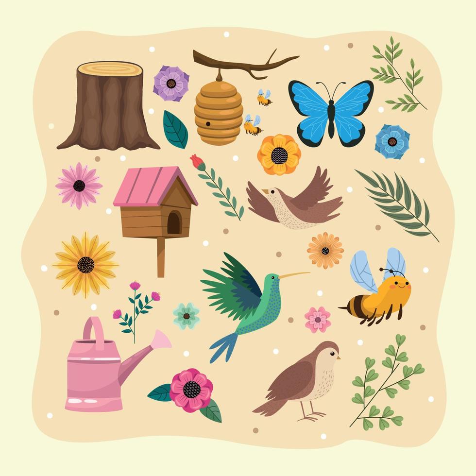 spring season pattern icons Stock Free