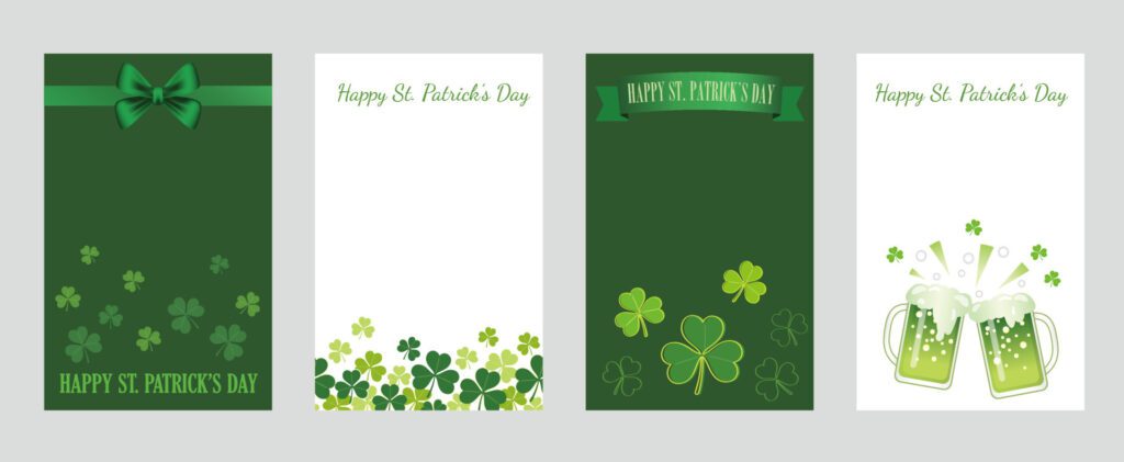 Vector St. Patricks Day Greeting Card Set Isolated On A Plain Background. Free Vector