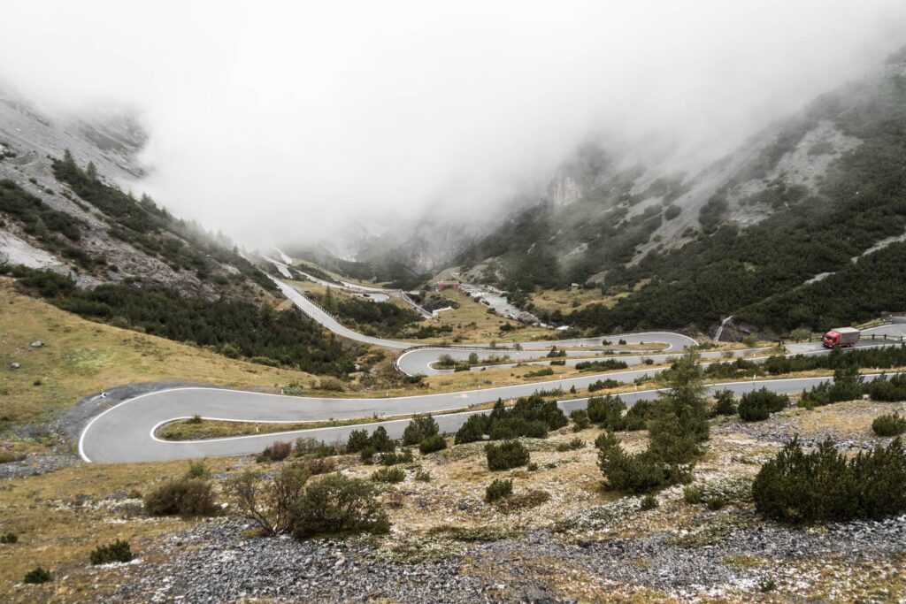 Stelvio Pass Hairpin Turns Mountain Road Italy Free Photo