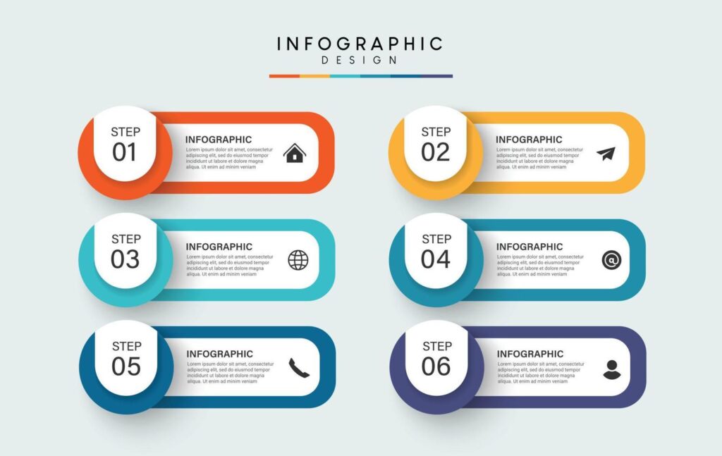 Steps business timeline process infographic template design with icons Stock Free