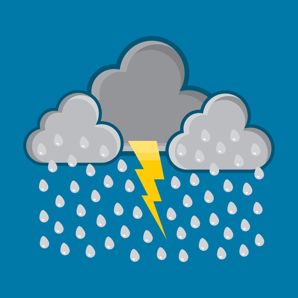 Storming lightning Weather meteorology cloud rain icon illustration Stock Free