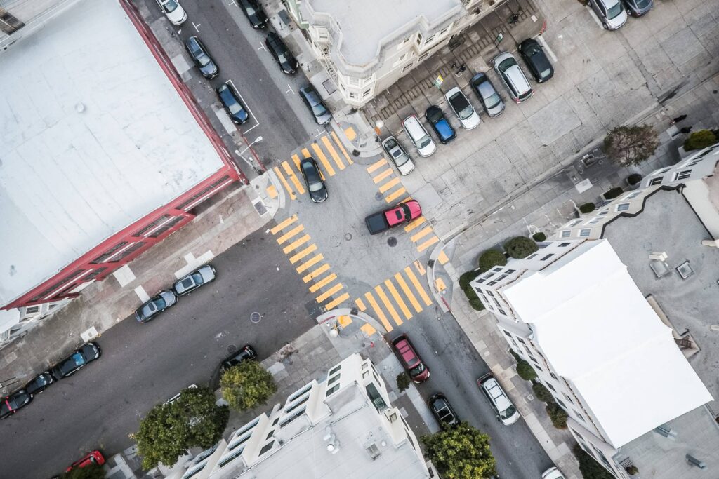 Street Road Intersection From Above Free Photo