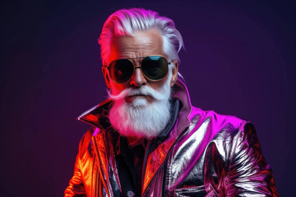 Stylish Old Man with Gray Hair and Beard Stock Free