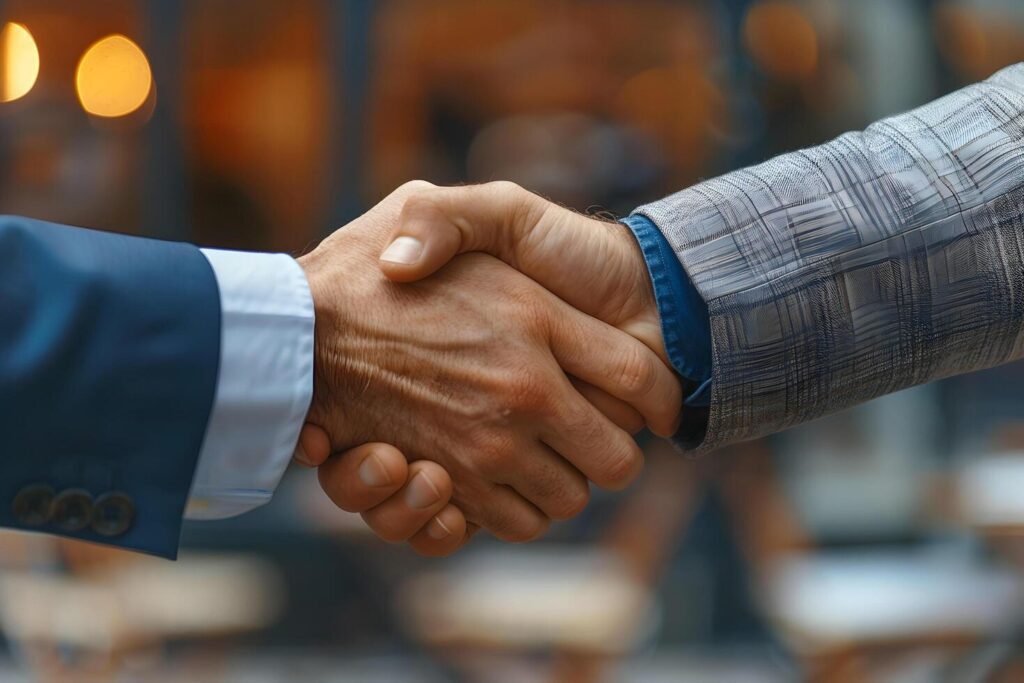 Successful Business Handshake Between Executives After Fruitful Negotiation Stock Free