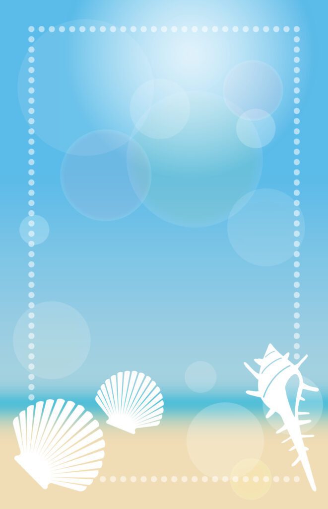 Vector Summer Beach Background With Blue Sky, Sandy Beach, And Shellfishes. Free Vector