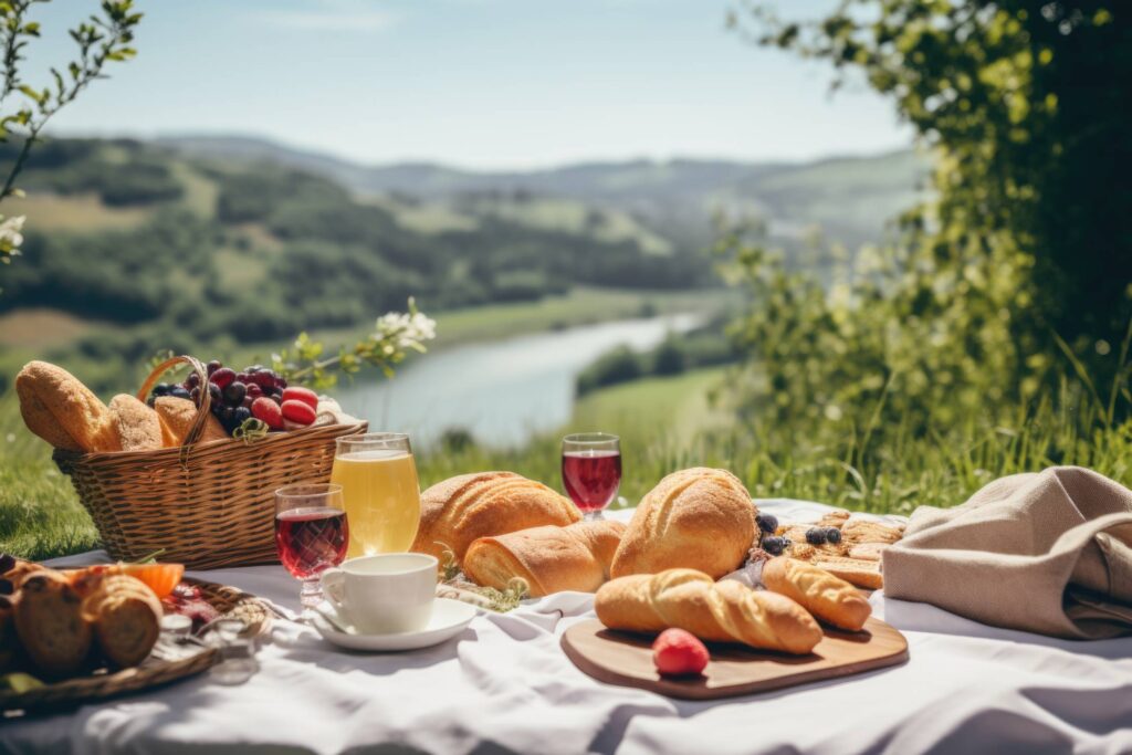 Summer Picnic with a Beautiful View of Nature Stock Free