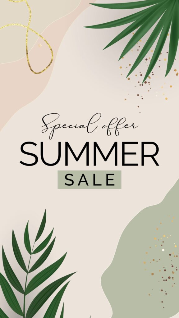 Summer sale poster. Natural Background with Tropical Palm Leaves. Vector Illustration Free Vector