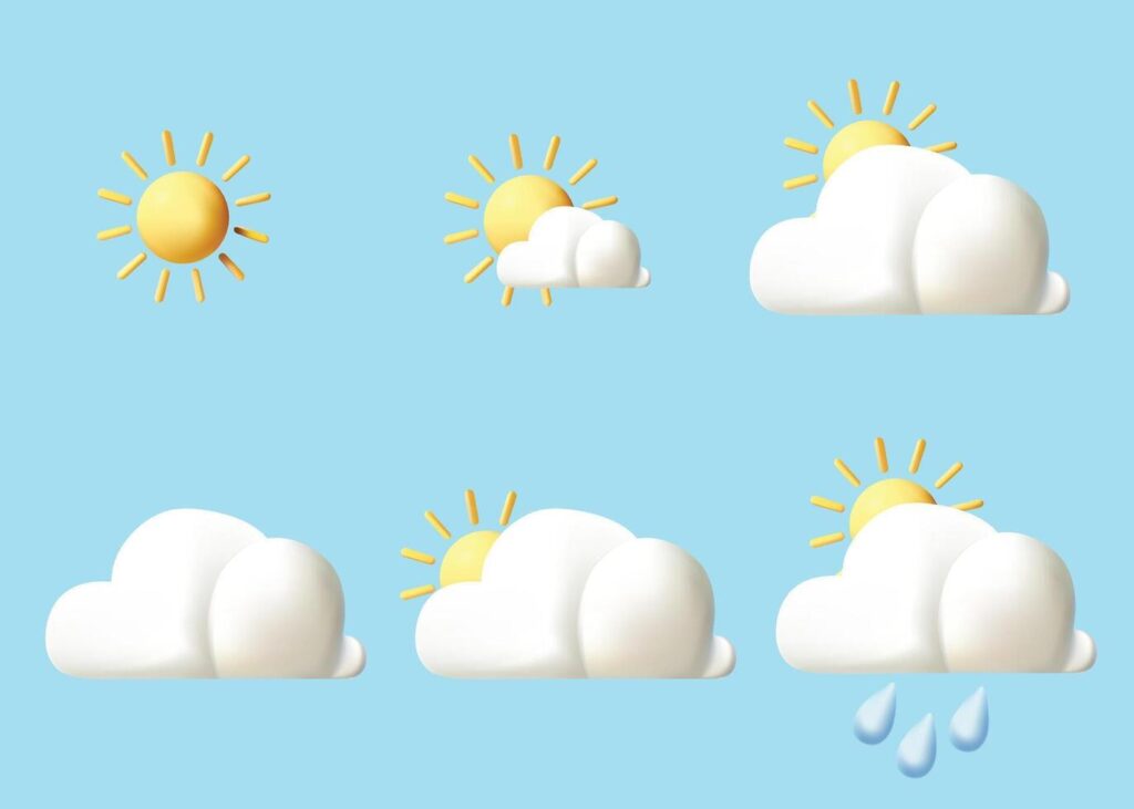 Sun cloudy 3D weather icon summer season concept Stock Free