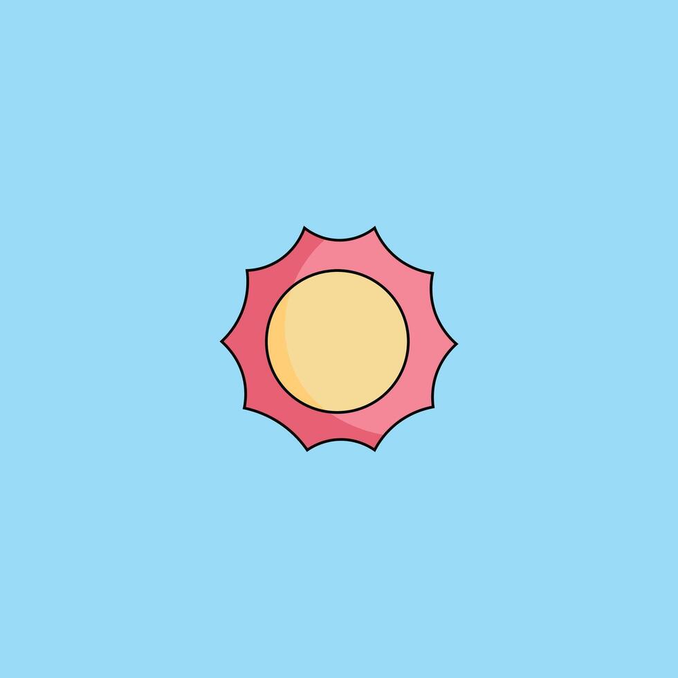 Sun illustration on blue background, sun flat icon. Stock Free