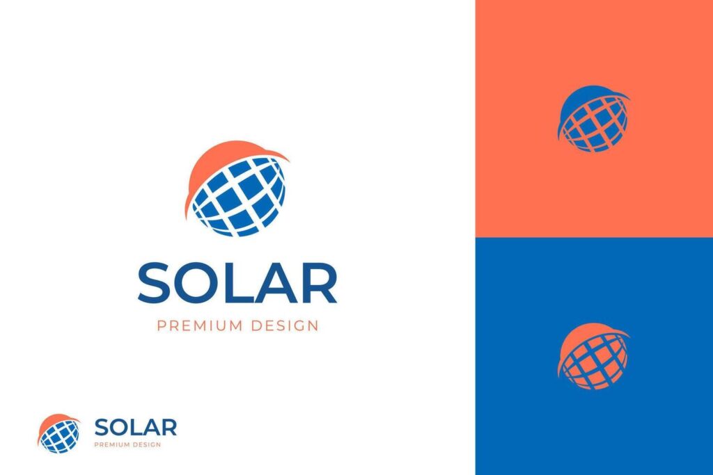 Sun Solar Energy Logo icon Design panel solar with sun light logo template Stock Free