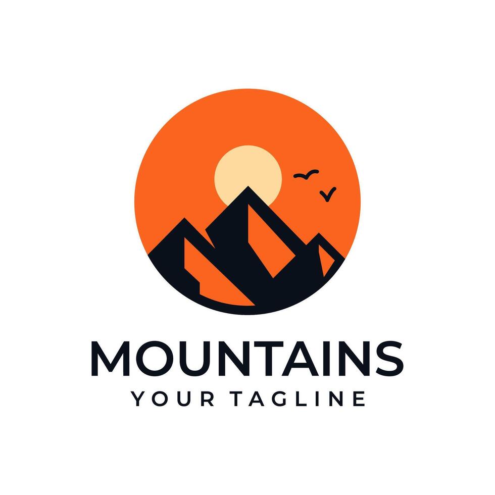 Sunset Mountain Logo Design – Logo Icon Free Download Stock Free