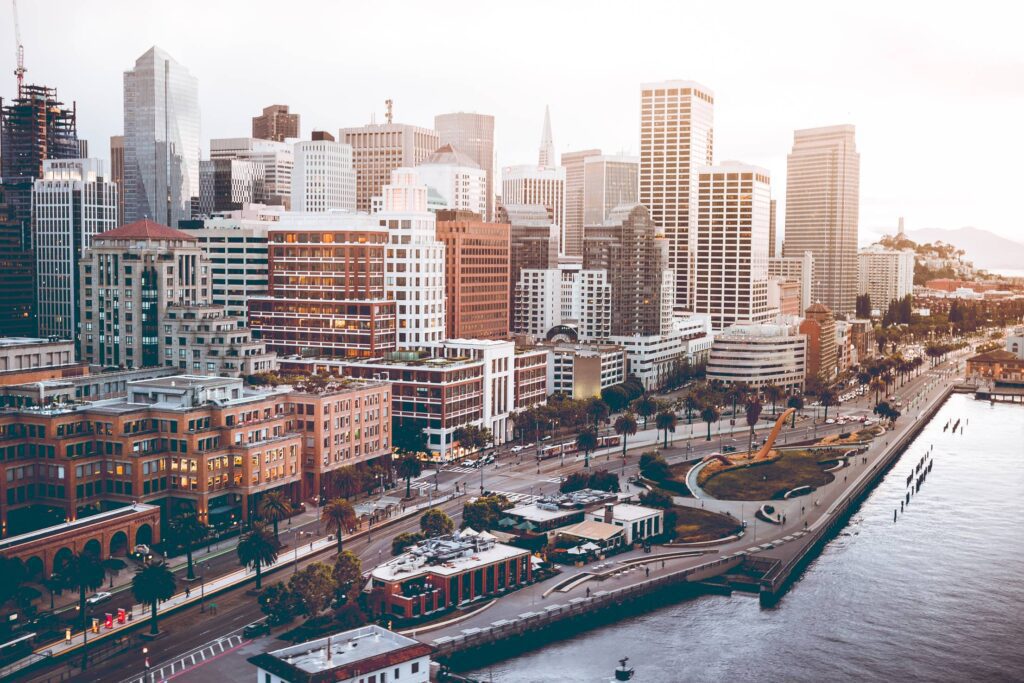 Sunset Over San Francisco Financial District Free Photo