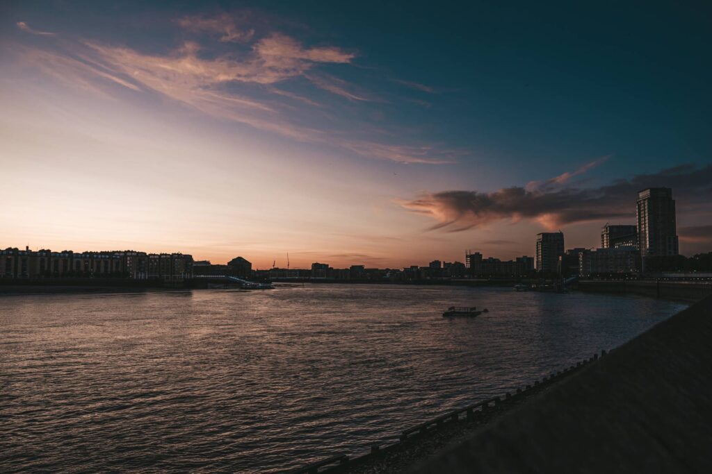 Sunset Over the River Free Photo