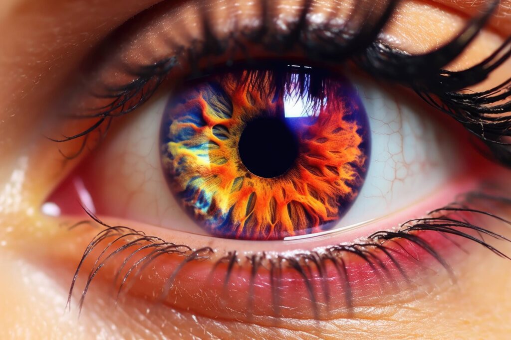 Super Colorful Photo of Human Eye Stock Free