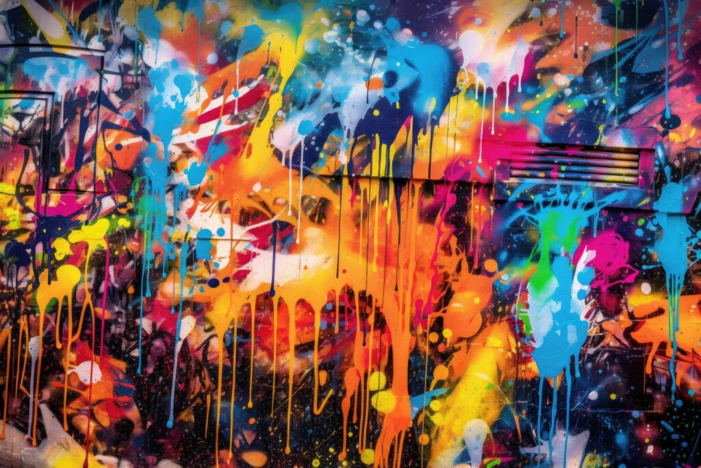 Super Colorful Spray Abstract Street Graffiti Wall Paint Stock Free