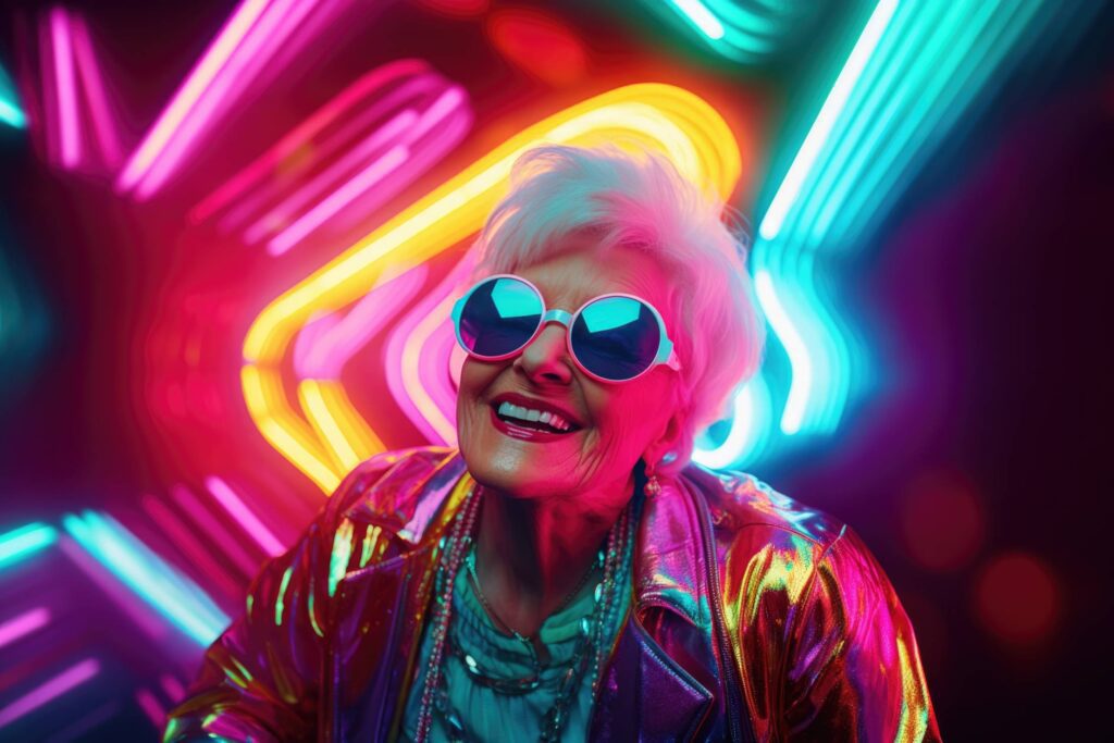 Super Stylish and Smiling Grandma Stock Free